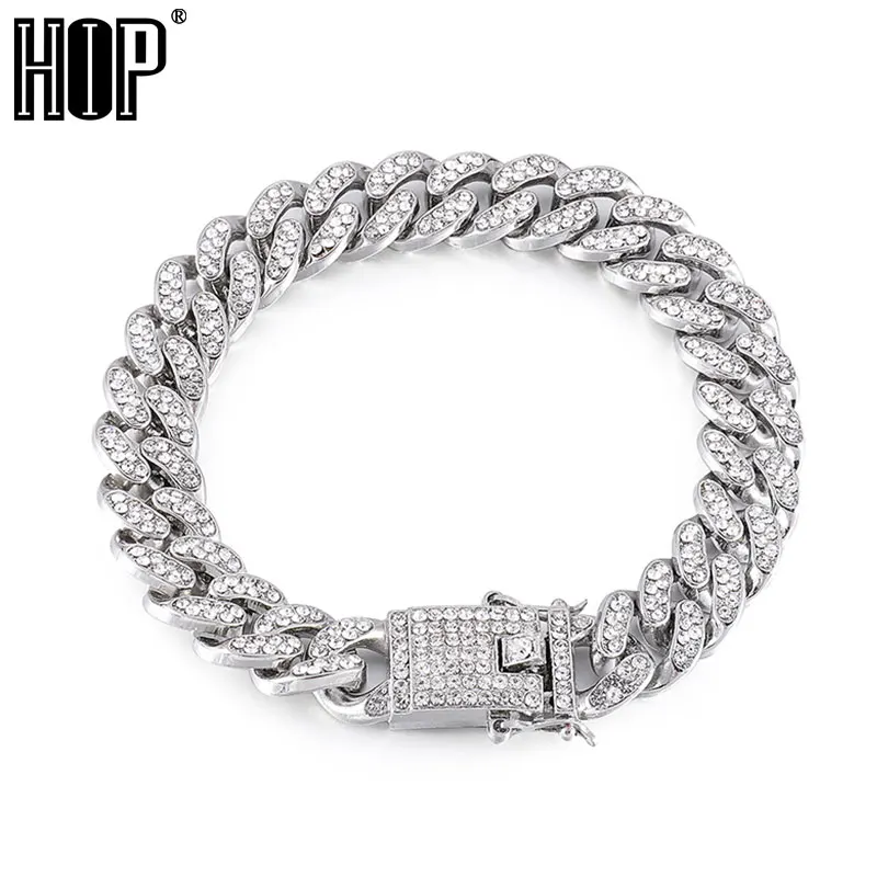 В стиле хип хоп AAA Bling Майами кубинская цепь льдом мужской браслет стразы циркон