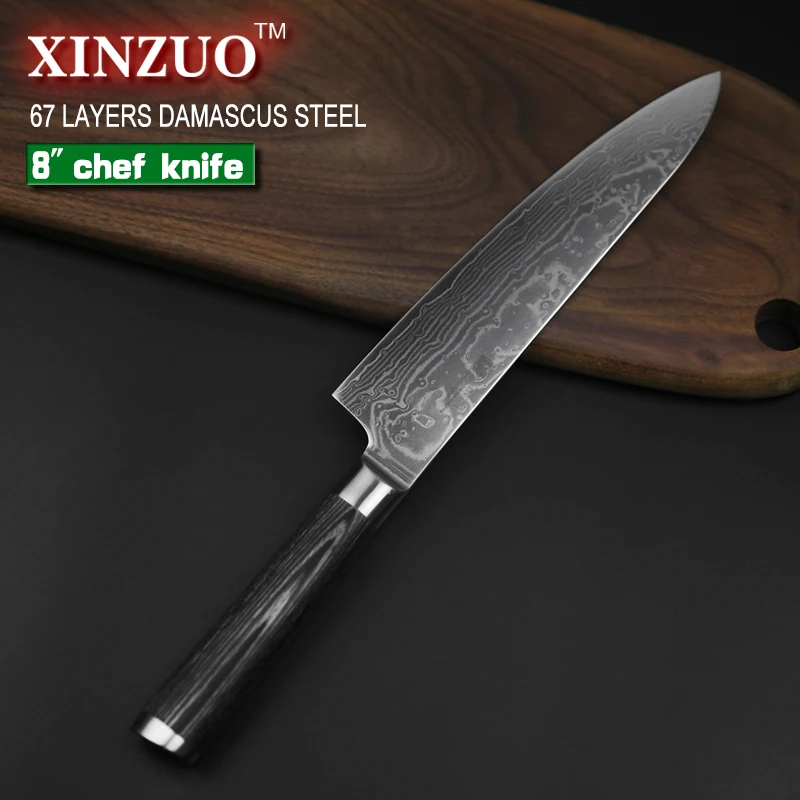 XINZUO 8 &quotдюймов нож шеф повара Китай 67 слой дамасский кухонный из нержавеющей