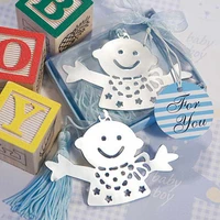 10pcs cute happy boy blue and pink children bookmark baby shower souvenirs wedding favors and gifts for guest