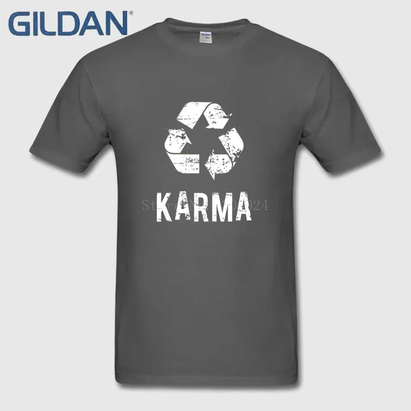 Личность Camisa Karma возвращается стильный серый футболка Для мужчин короткий рукав