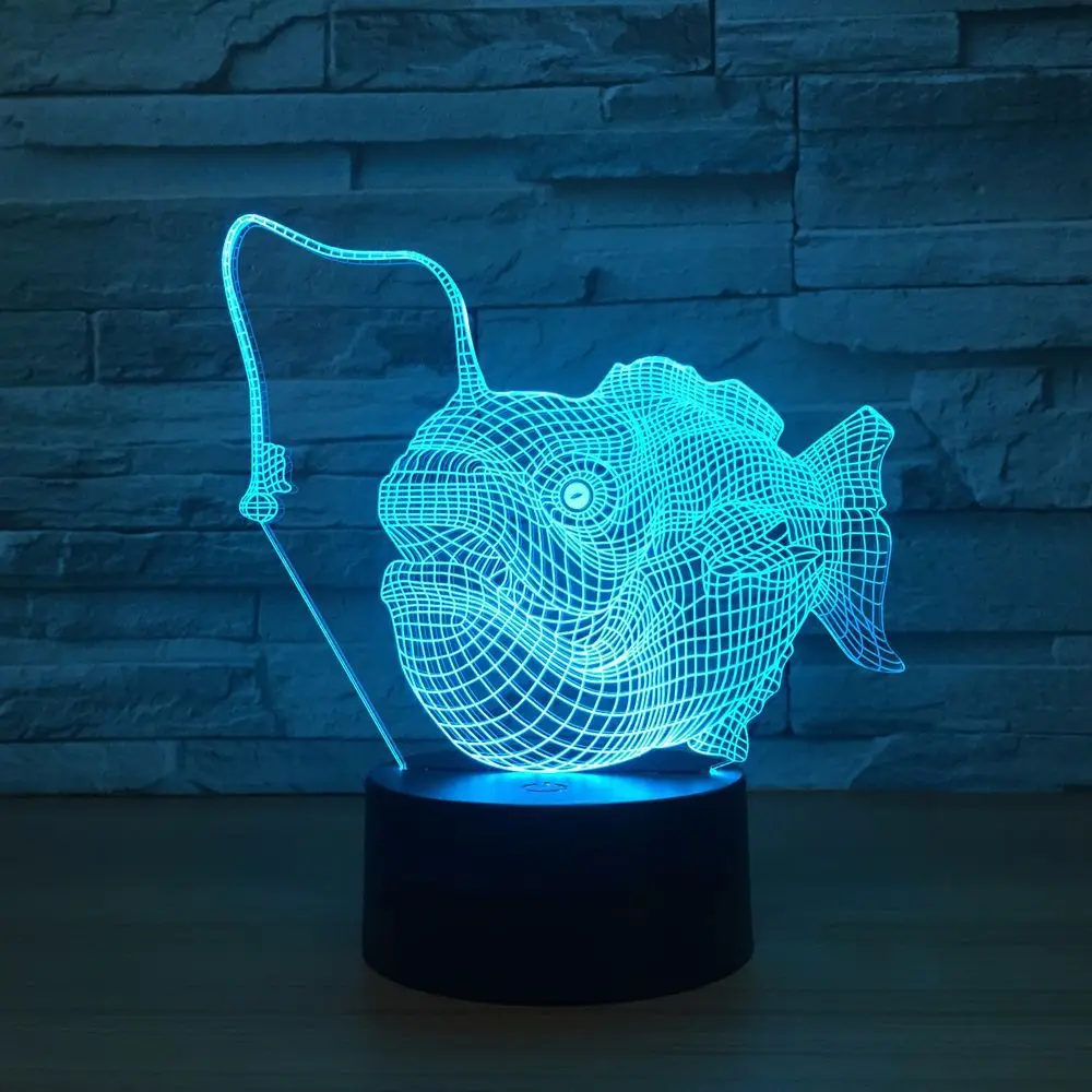Новый 3d маленький ночсветильник с узором в виде рыбы звуковая кнопка