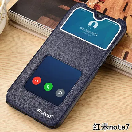 for Xiaomi Redmi Note 7 Case Luxury Window View Flip Stand PU Leather Cover Coque For Redmi Note7 Protector Phone Case#VA
