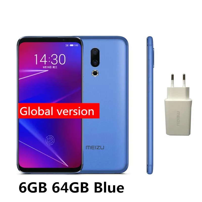 Blue Глобальная версия Meizu 16, 16X6 Гб ОЗУ, 64 Гб ПЗУ, отпечаток пальца ID, Восьмиядерный процессор Snapdragon 710, 6,0 дюйма, экран 2160x1080 P, мобильный телефон - Цвет: Blue