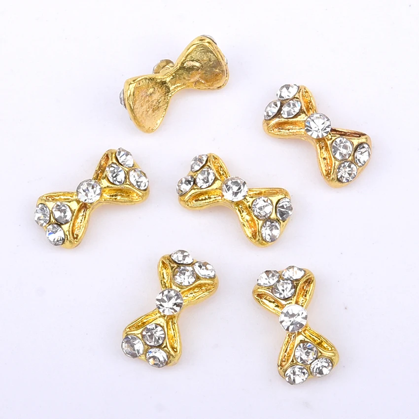 10 шт Серебристые элегантные с украшением в виде кристаллов галстук-бабочка