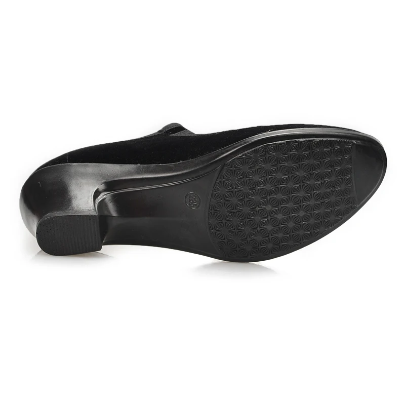 Туфли женские на высоком каблуке с круглым носком резиновой подошве|zapatos mujer|black