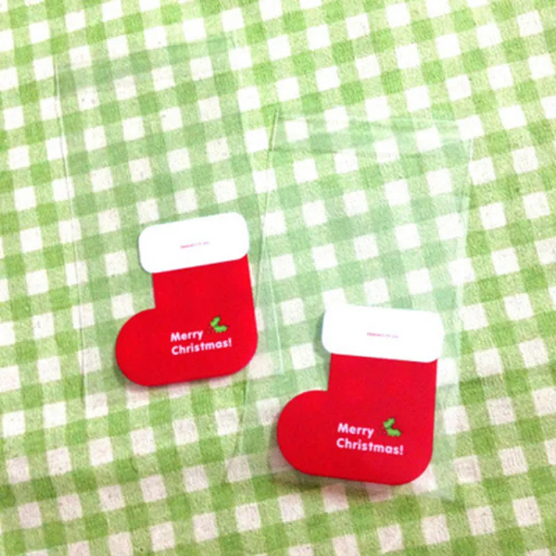100 шт./лот рождественские мини чулки упаковка печенья пакеты носки обувь для