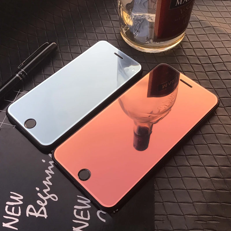 Роскошная цветная зеркальная защитная пленка для экрана для iPhone 6, 6 S, 7 Plus, XS Max, XR, 9 H, закаленное стекло для iPhone 7, 6, 6 S, 5, 5S, 5C, SE