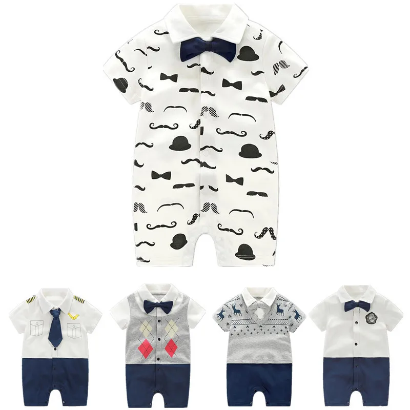 2019 г. Летняя мода для маленьких мальчиков галстук-бабочка джентльмен с рисунком