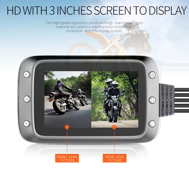 Gps мотоциклетная записывающая камера Full HD 1080P+ 720P передний и задний вид IP67 мотоциклетный видеорегистратор Черный рекордер коробка
