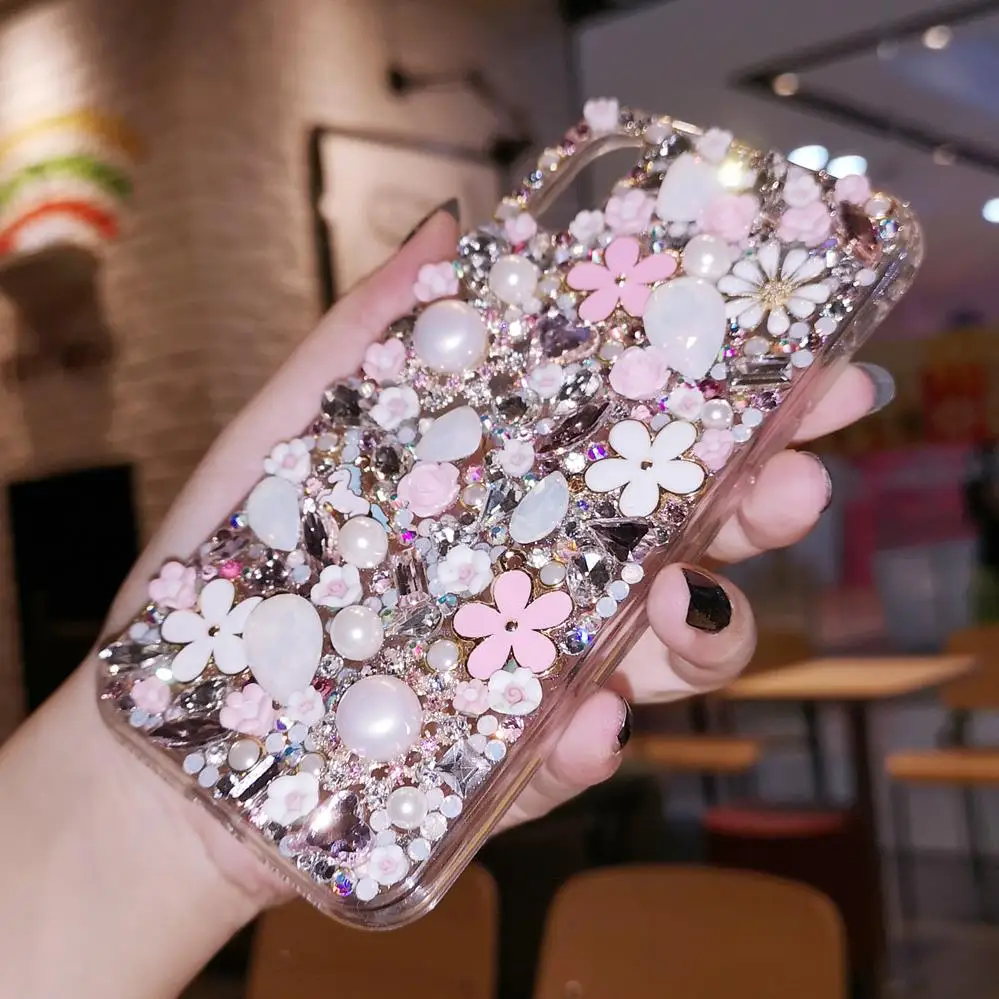 Для iphone XR роскошный блестящий хрустальный дрожащий цветок Алмазный чехол для XS Max
