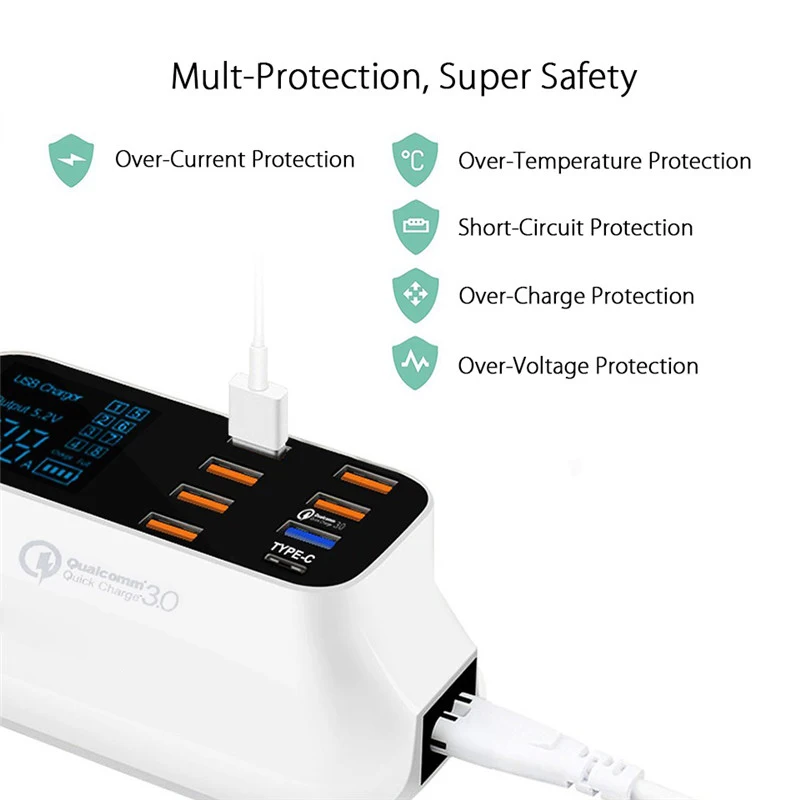 С несколькими usb портами Зарядное устройство концентратор Quick Charge 3 0 8 Порты и