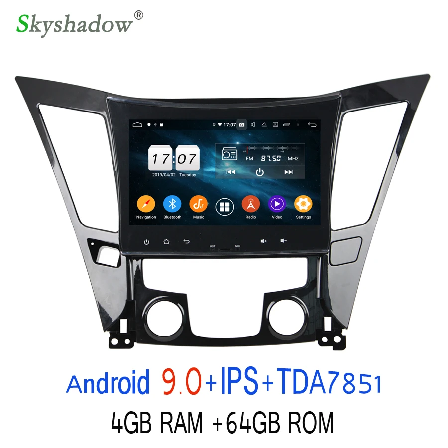 HD " Android 9,0 Восьмиядерный 4G+ 64G для hyundai SONATA I40 I45 I50 YF 2011- Автомобильный магнитофон gps wifi Bluetooth 4,2