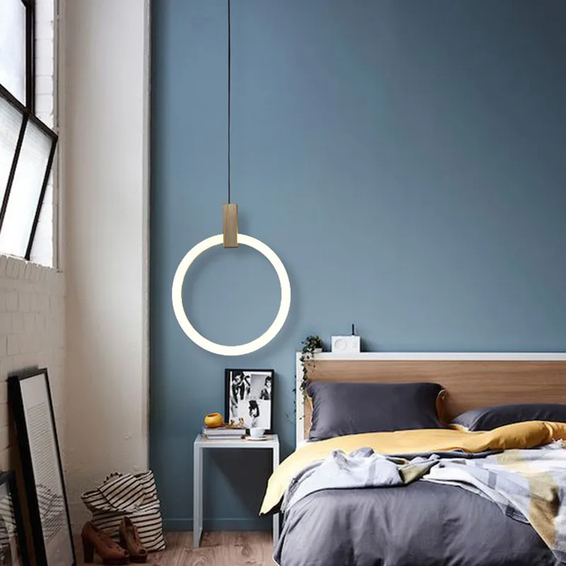 

Post-modern Loft Concise Dining Room Pendant Light Art Creative Gold Circle Loop Restaurant Bedroom Office Decoration LED Lamp