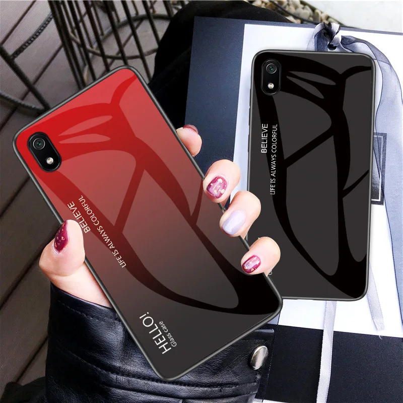 Чехол для Xiaomi Redmi 7A модный жесткий чехол из закаленного стекла роскошный