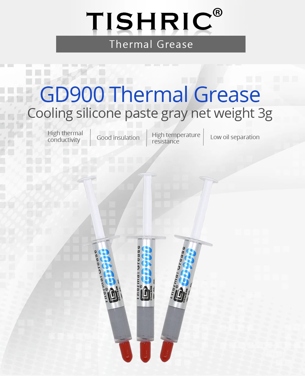 TISHRIC GD900 термопаста проводящая смазка CPU GPU штукатурка для радиатора клей кулер соединение для светодиодный вентилятор процессор 5 г/7 г/15 г/30 г
