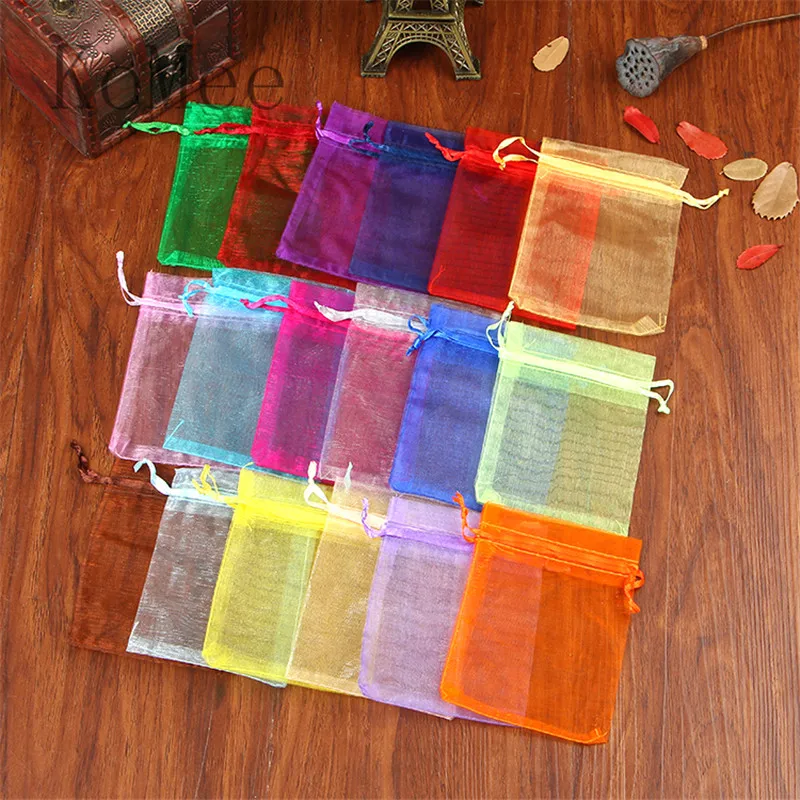 50pcs/Lot 7x9 9x12 11x16 13x18cm Organza Bags Small Candy Jewelry Packaging Wedding Party Favor Drawstring Gift Bag Pouches | Дом и сад