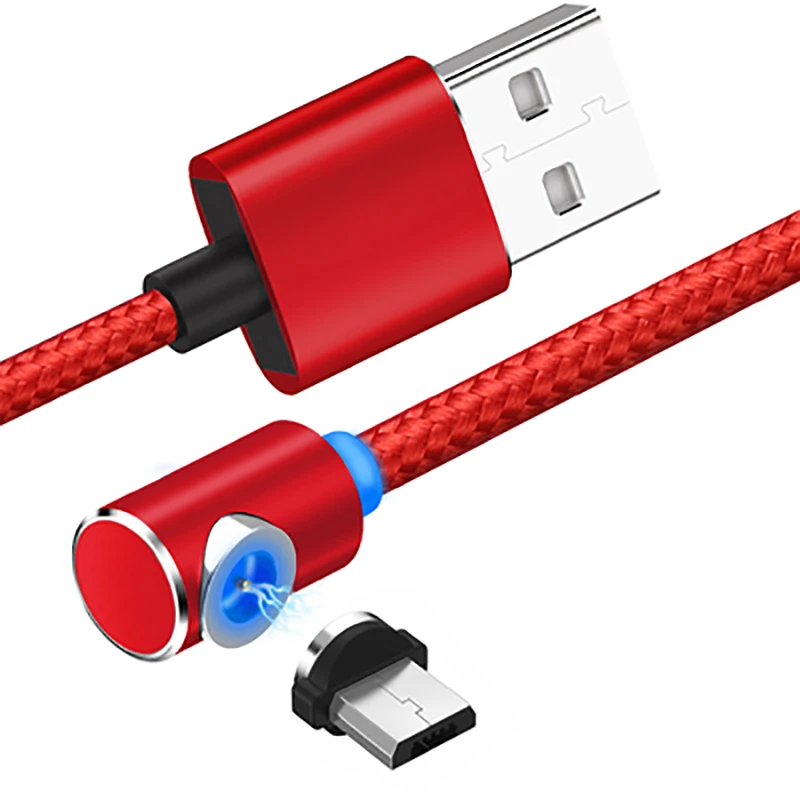 Red for Micro L type 360 СВЕТОДИОДНЫЙ Магнитный зарядный кабель для iPhone XR XS MAX X 8 7 6 Plus, магнитное зарядное устройство для мобильного телефона, кабель Micro USB type-C - Тип штекера: Red for Micro