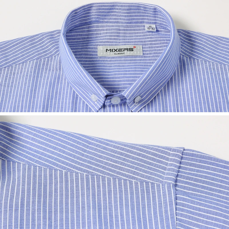 Новое поступление 2018 мужские рубашки в полоску синяя Повседневная рубашка с
