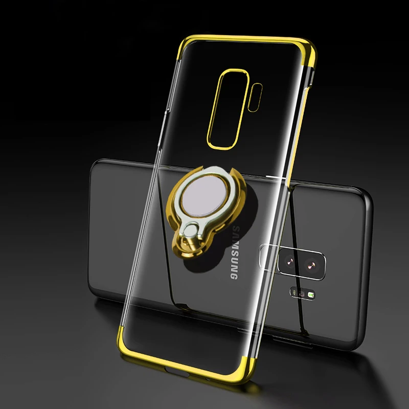 Роскошные 360 Кронштейн палец кольцо чехол для Samsung Галактики S8 S9 плюс силиконовый