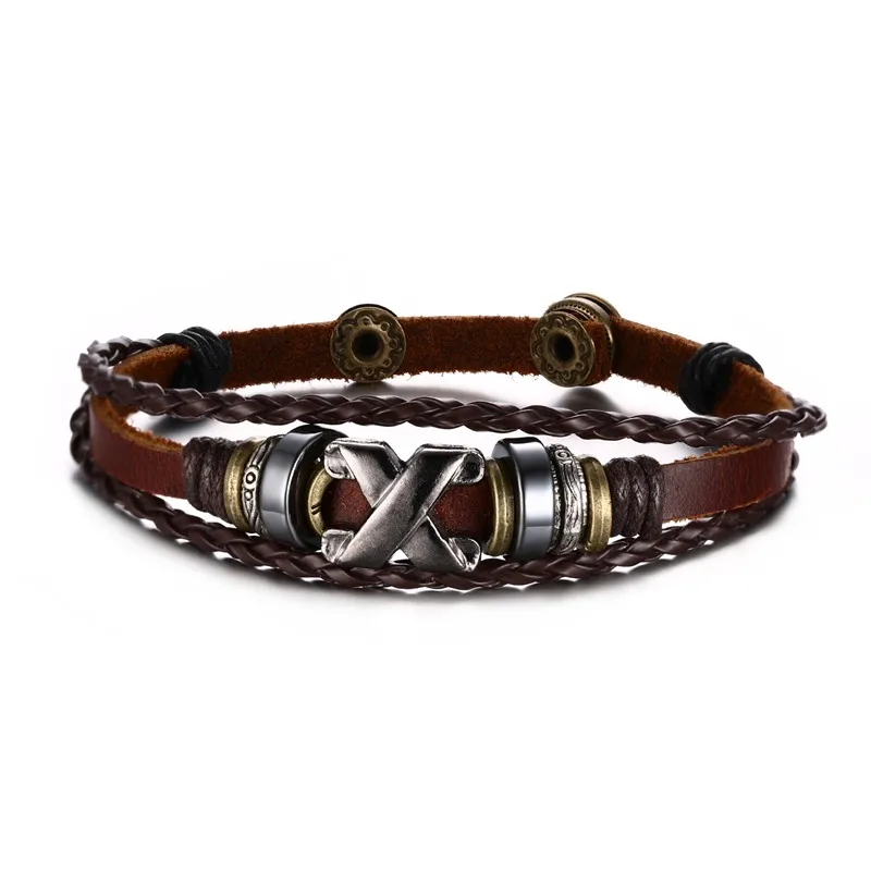 LIN STUDIO модные коричневые пояса из натуральной кожи браслет для мужчин браслеты нержавеющая сталь Pandent