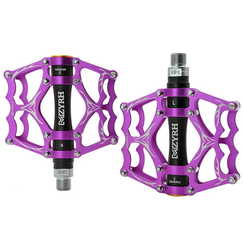 Purple black Велосипедная педаль для горного велосипеда MTB, подвесной светильник для горного велосипеда, велосипедные педали из алюминиевого сплава, 3 шарикоподшипника, педали BMX, Аксессуары для велосипеда - Цвет: Purple black
