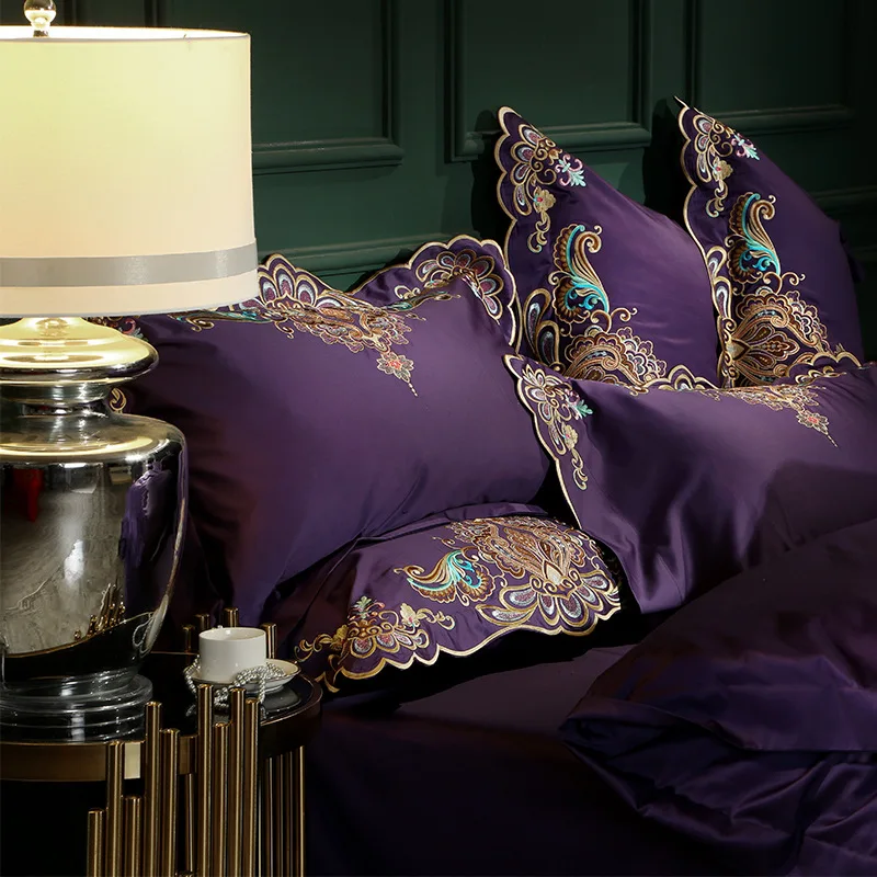 Комплект постельного белья PurpleLuxury из египетского хлопка с вышивкой королевский