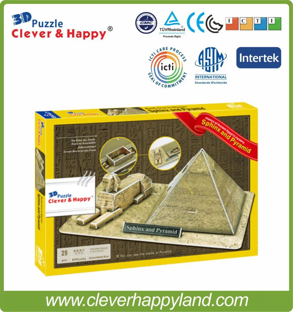 2014 новая умная и счастливая земля 3d головоломка модель Сфинкс Пирамида взрослая