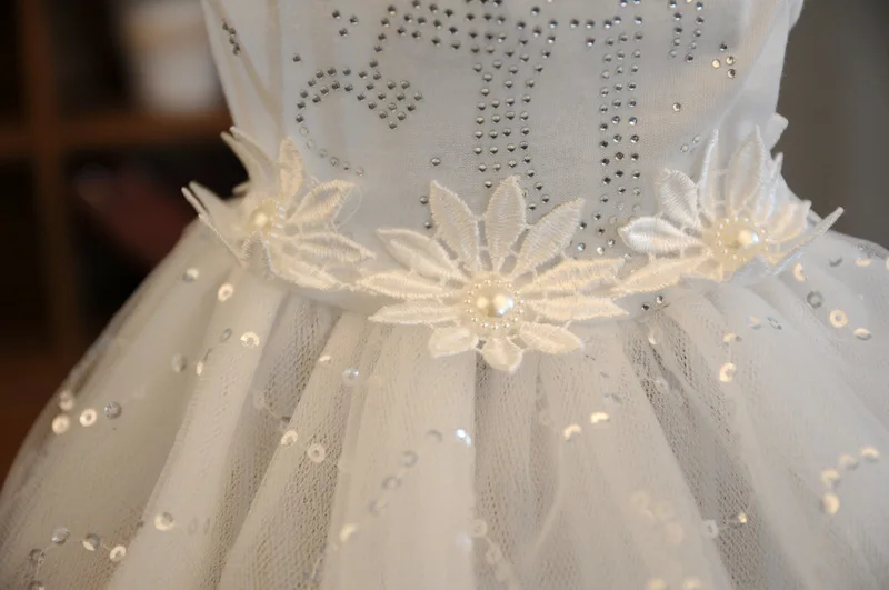 2018 New Luxury White Dog Puppy Party Wedding Dress Princess Skirt With Rose Lace Pet Clothes Apparel XS S M L Free Shipping | Дом и сад