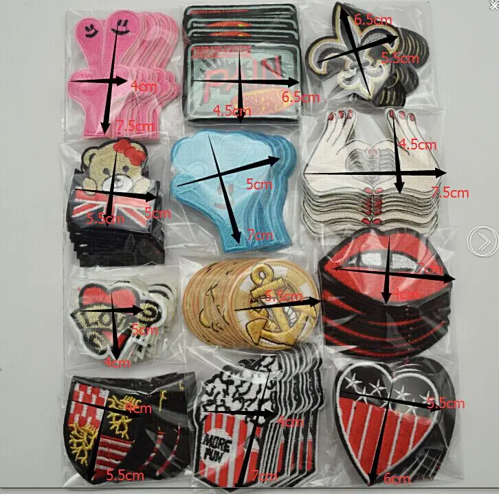 120 шт./компл. смешанные рот/рука/значок/вышивка в сердечнике/Набор нашивок с