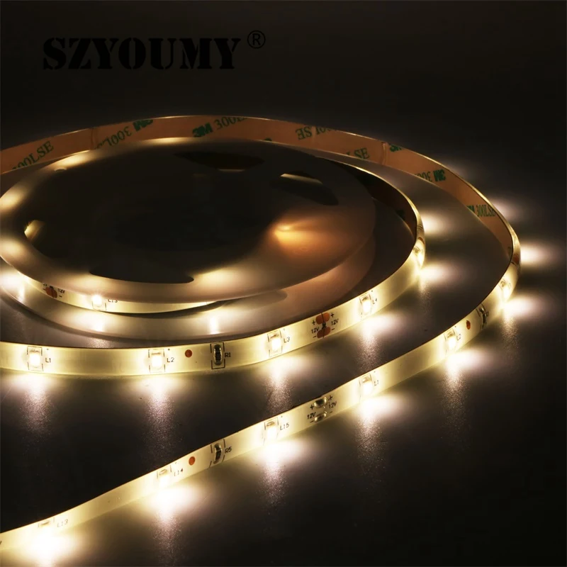 

SZYOUMY PIR Motion Activated LED Bed Light Automatic On Off Sensor Night Light Lamp Waterproof 3528 White LED Strip for Closet