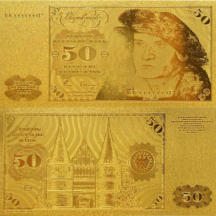 Немецкая металлическая Золотая банкнота 50 немецких марок оптовая продажа