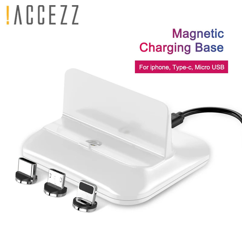 

!ACCEZZ Magnetic Charger Dock Micro USB 8 Pin Type-C For iphone 8 X Plus XS For Samsung Xiaomi Huawei Fast Magnet Charging Stand