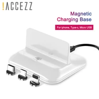 ACCEZZ Magnetic Charger Dock Micro USB Pin Type-C For iphone Plus For Samsung Xiaomi Huawei Fast Magnet Charging Stand