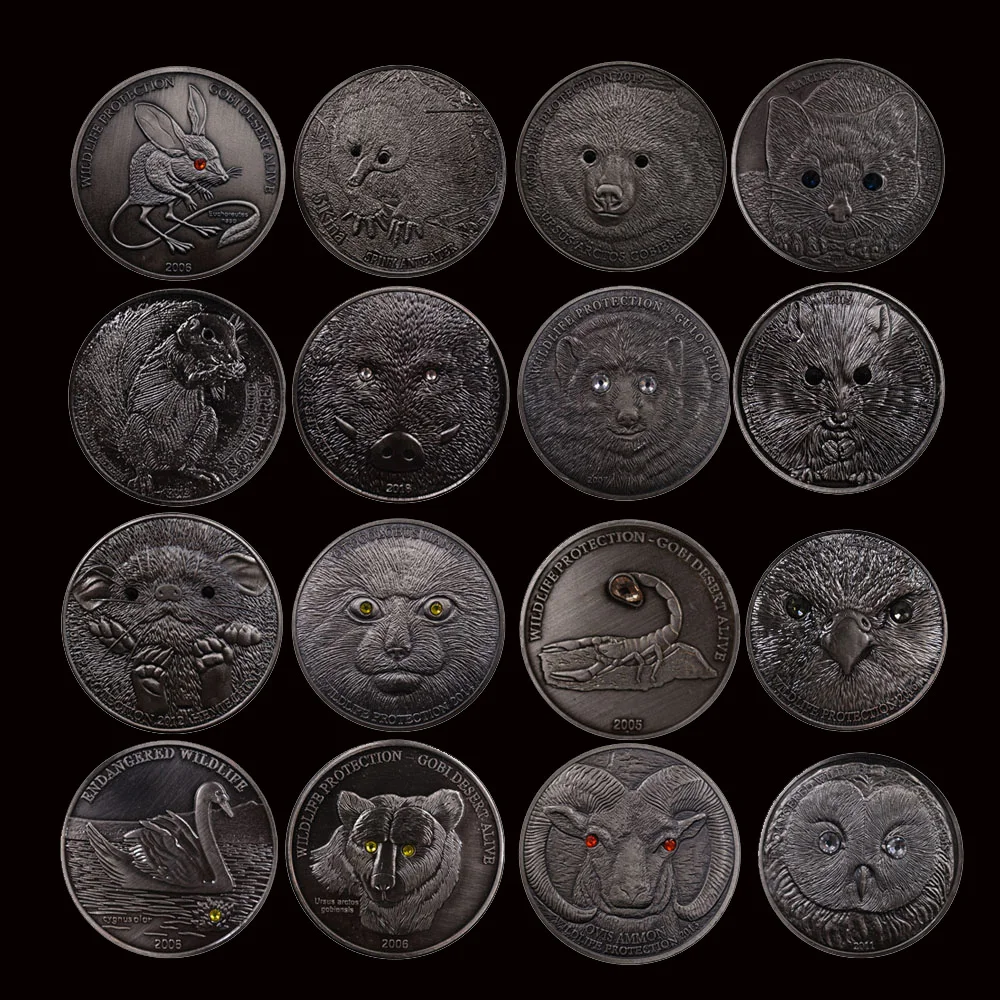16 шт./компл. Монголии находящимися под дикой природы бронзовая монета комплект