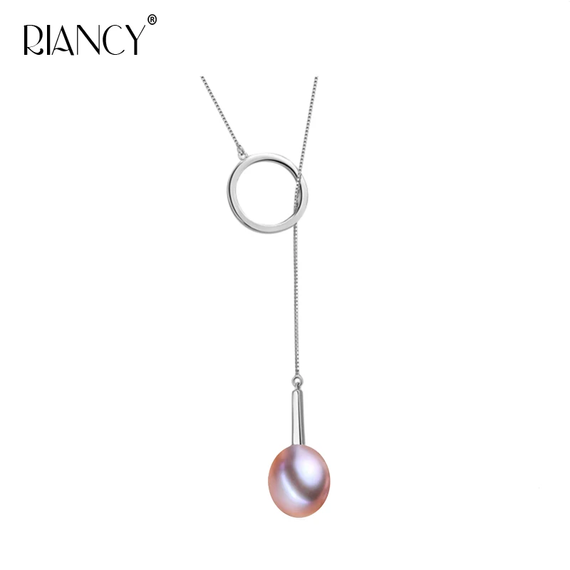 purple pearl pendant RIANCY, новые трендовые жемчужные ювелирные изделия, натуральный черный жемчуг, подвеска, пресноводное серебро 925 пробы, жемчужное ожерелье для женщин, свадебное - Цвет камня: purple pearl pendant