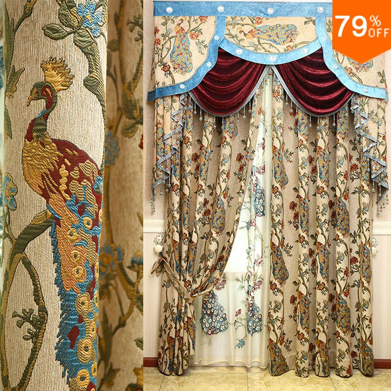 Фон для фотографий дерево и Павлин|luxury drapes|designer drapesbird curtains |