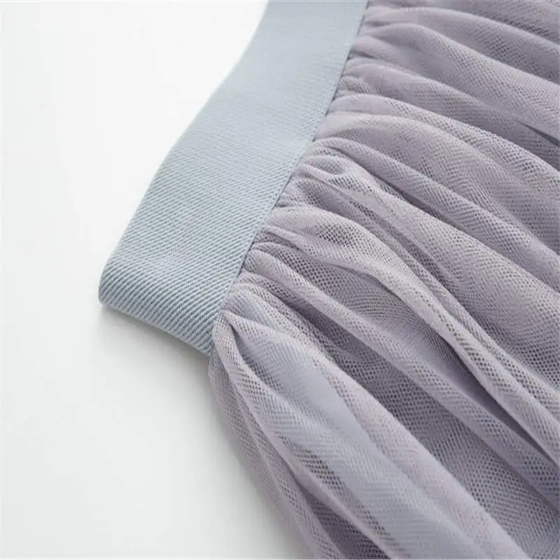 Summer Tulle Long Skirts Women Black Beige Gray White Mesh Pleated Skirt Layers Boal Gown Girl Vacation Beach Skirts