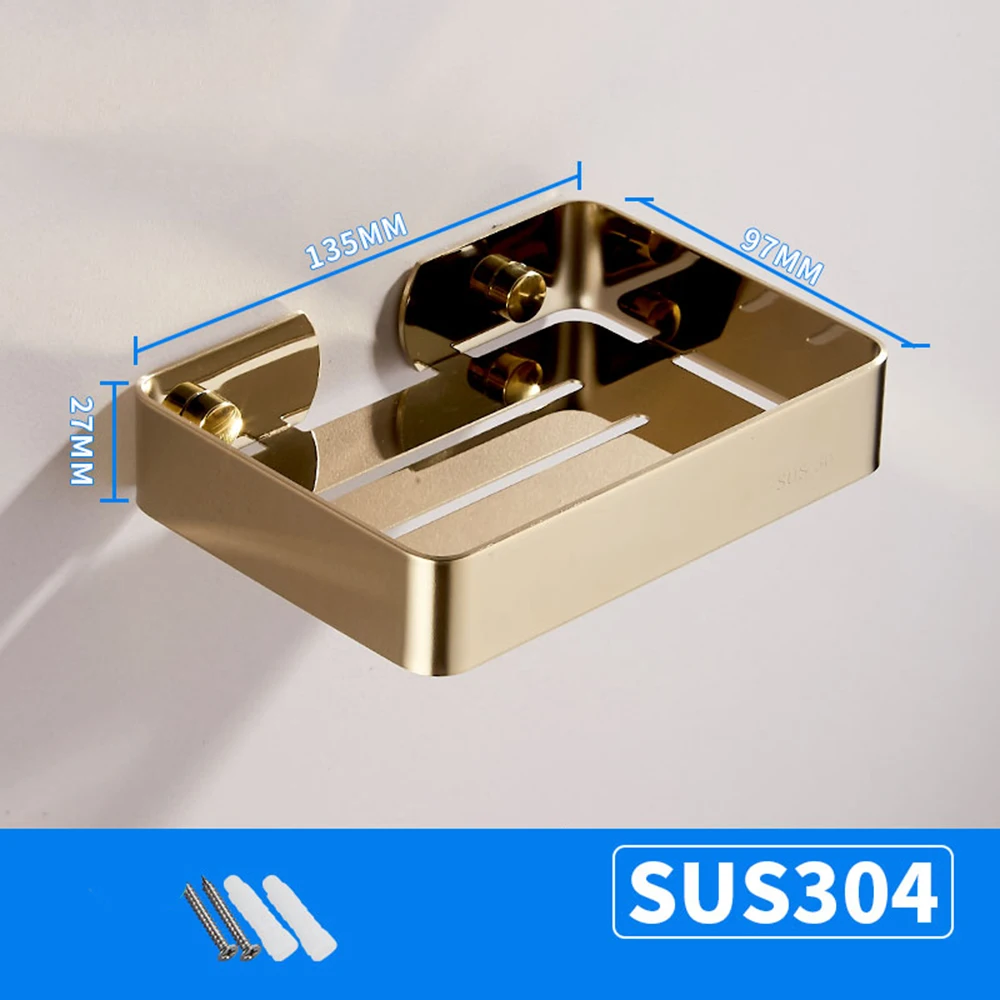 593GOLG Stainless Steel Soap Dish Bathroom Storage Soap Rack Plate Box Container Wall Storage Rack Holder - Цвет: 593GOLG