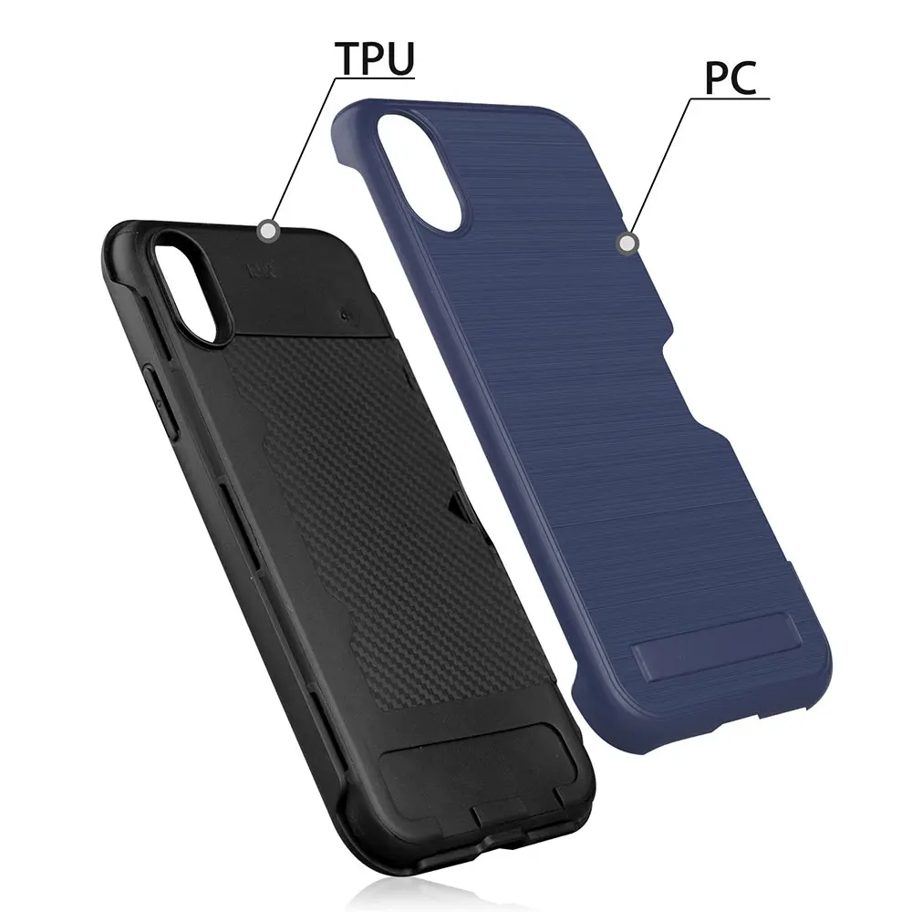 KISSCASE Гибридный держатель для карт Броня чехол iPhone X XR XS Max Жесткий ПК iphone 8 7 6 6S Plus