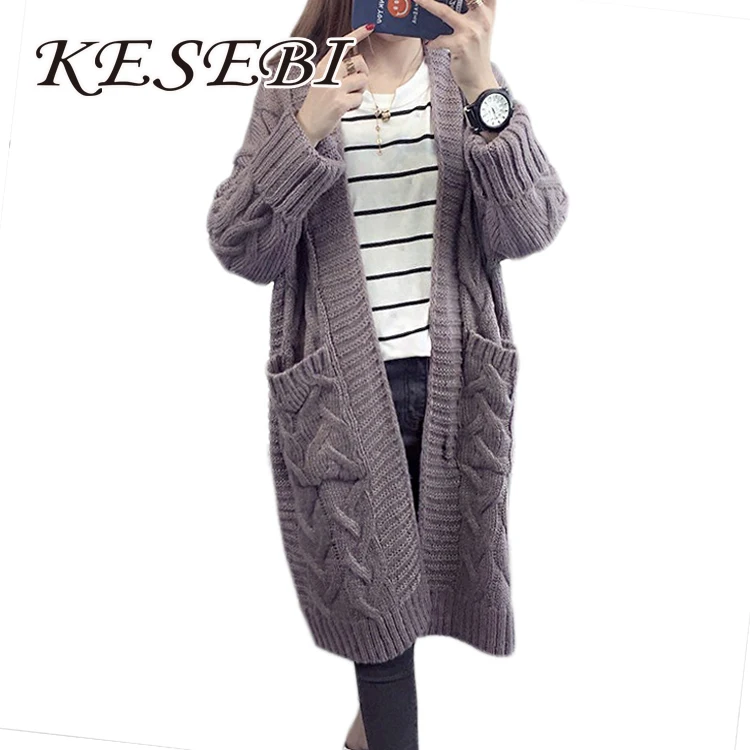 Clearance-Sale Winter Female army green Long Sleeve Cardigans Women Thick Warm Twist V-neck Open Stitch Sweaters |