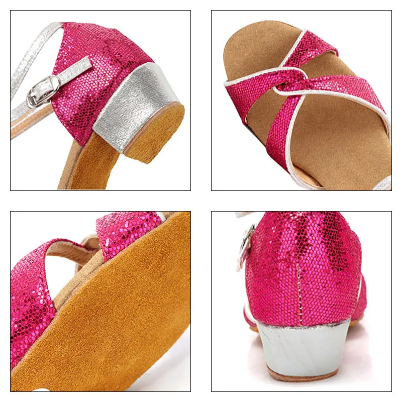

Girls Salsa Dance Shoes Kids Latin Summer Women Sandals Gold Silver 4cm Glitter Fitness Children Tango Ballroom Dancing Shoes