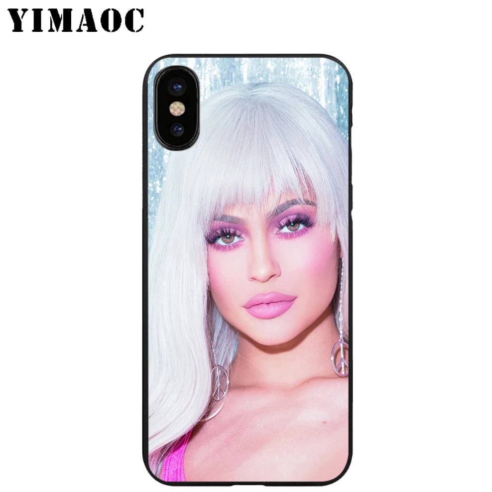 YIMAOC Kylie Jenner Beaty Girl Soft TPU Black Silicone Case for iPhone X or 10 8 7 6 6S Plus 5 5S SE Xr Xs Max |