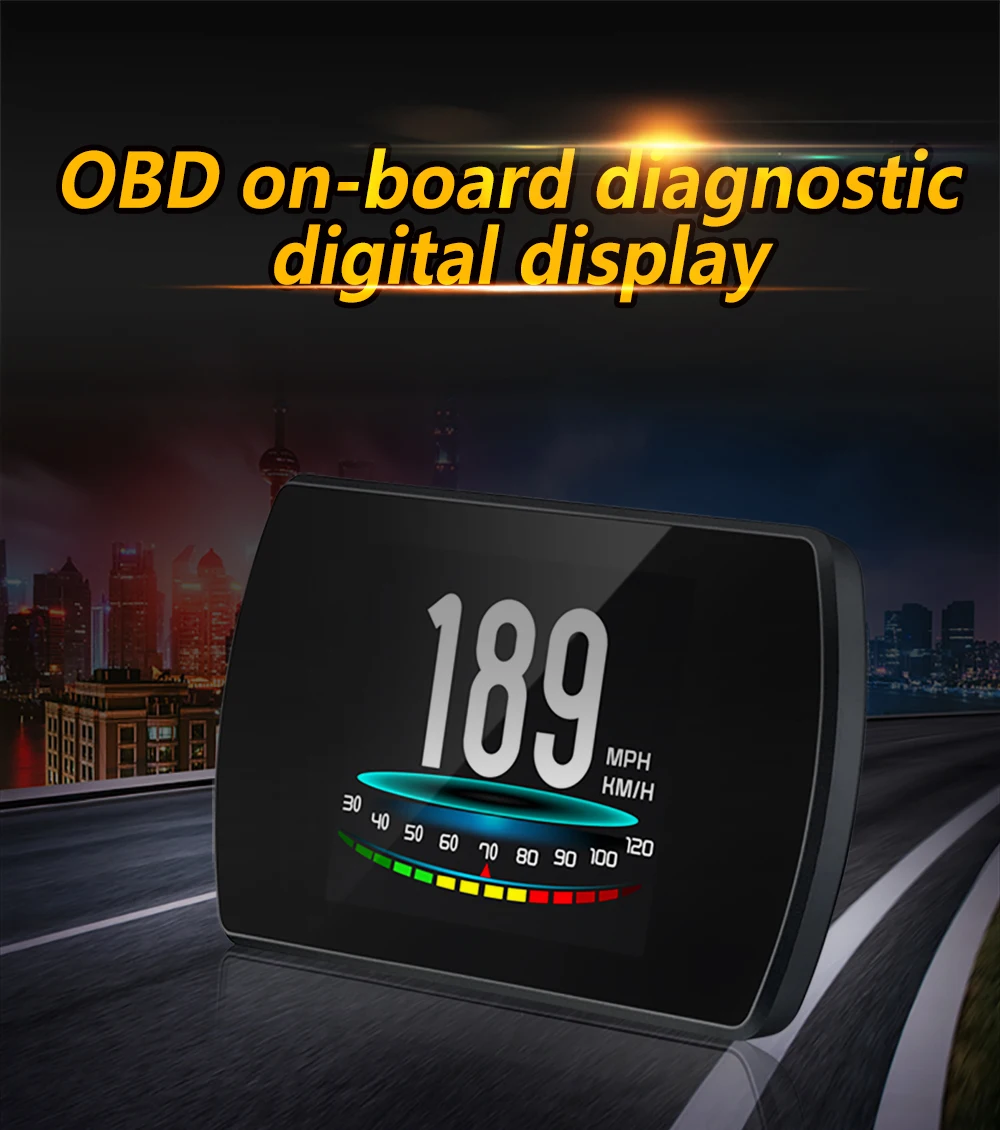 Автомобильный HUD Дисплей Цифровой спидометр компьютер OBD 2 скорость двигателя