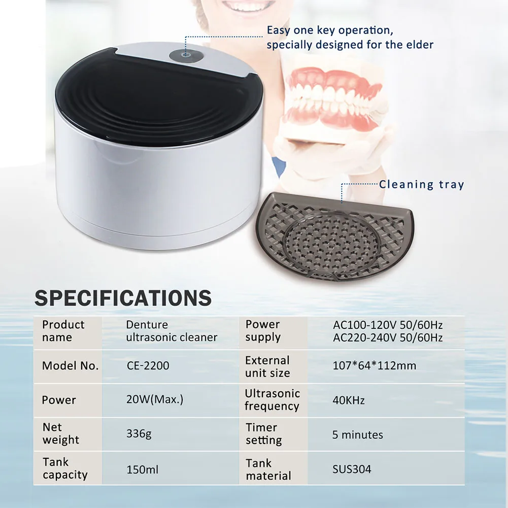 

Professional Ultrasonic Denture Cleaner Deep Clean Dentures And Retainers Remove Stain Sterilization for False Tooth