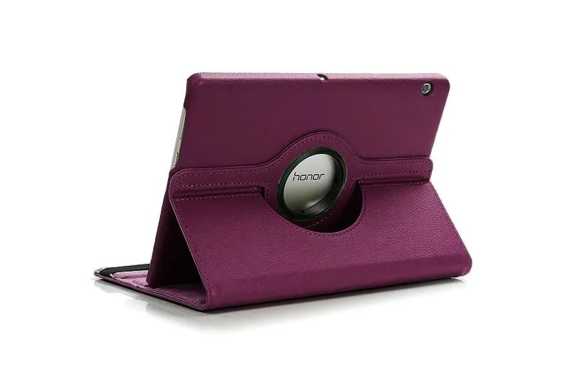 Фиолетовый Gligle 360 Rotaion кожаный чехол Обложка для huawei MediaPad T3 10 9,6 дюймов планшет в виде ракушки 1 компл./лот+ экранная пленка+ стилус для сенсорного экрана - Цвет: Фиолетовый