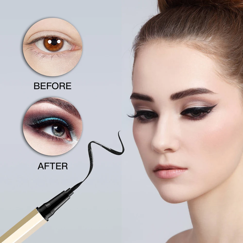 NAQIER New liquid Eyeliner Pen Black Waterproof Glitter Gold tube Makeup Eyes Liner stamps Cosmetic eyes tool |