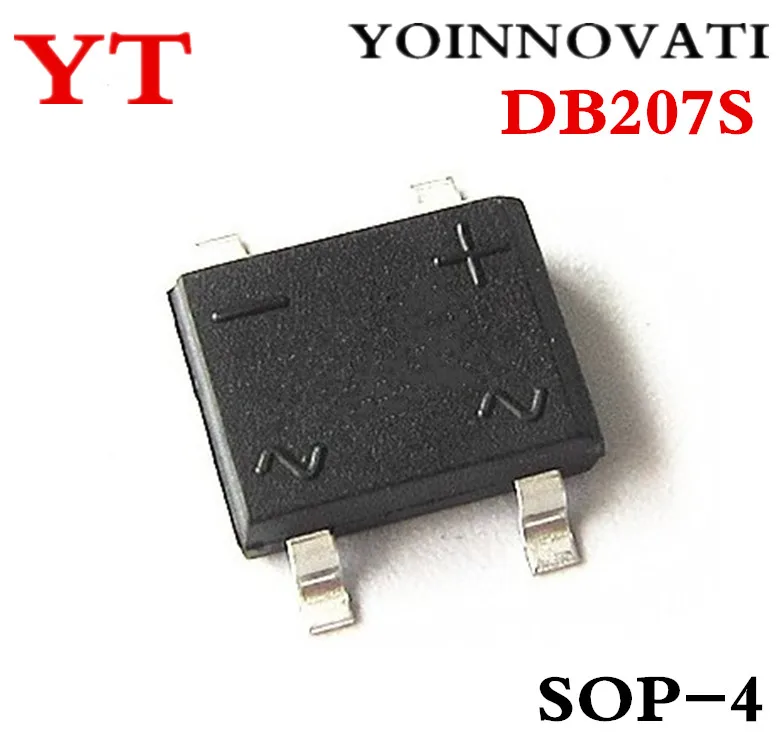 100 шт./лот DB207S DB207 207 лапками углублением SOP 4 2A 1000 В диодный мост выпрямителя
