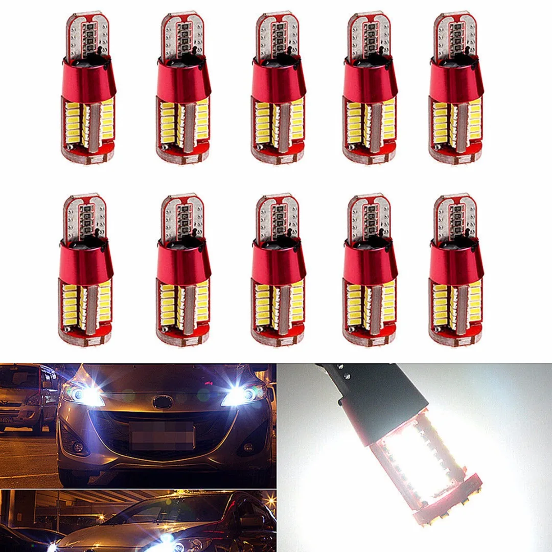 

10 шт./партия, белые светодиодные лампы T10 W5W 168 194 174 Canbus 3014 57LED для автомобиля