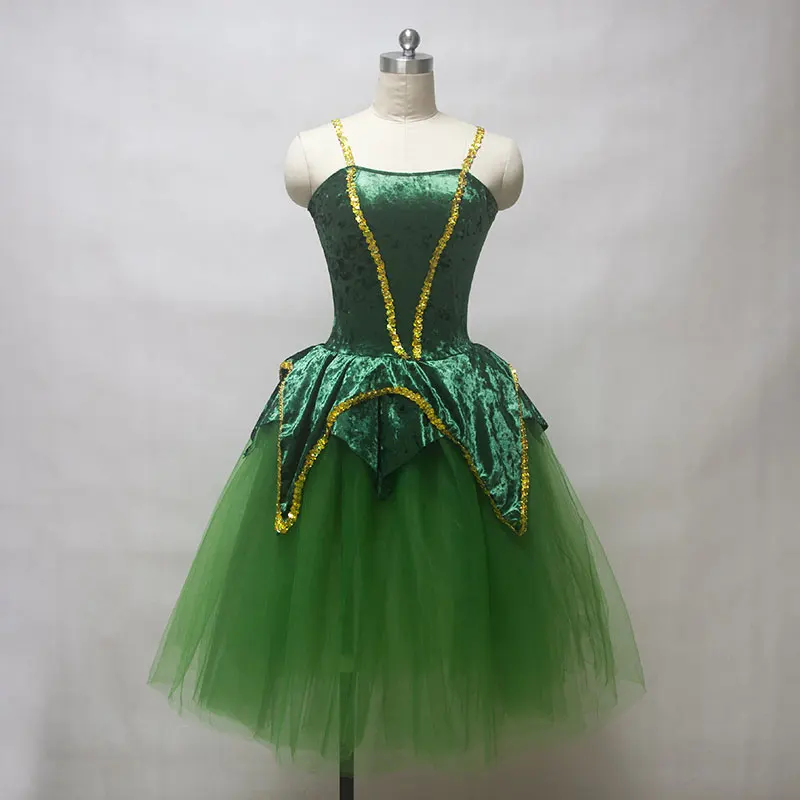New arrival women ballet costume tutu green velvet bodice romantic lady dance | Тематическая одежда и униформа
