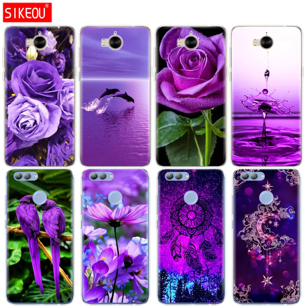 Силиконовый чехол для телефона huawei Y3 Y6 Y5 2 II 2017 nova 3e 2s LITE plus infinity on purple|Бамперы| |